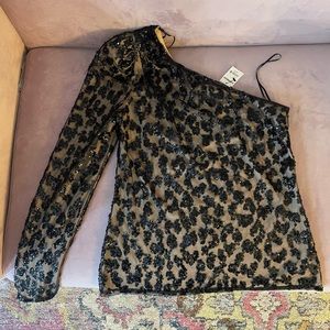 NWT Express one shoulder sequin top